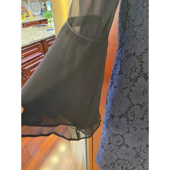 Lauren Ralph Lauren Navy Lace Dress Flutter Sleeves Size 10 - Picture 5 of 6